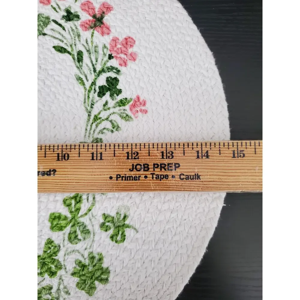 Martha Stewart White Pink Clover Floral Place Mats Set 4 Shabby Chic NEW